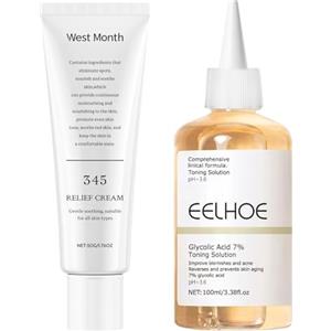 Znnhnn 345 Relief Cream, Acido Glicolico 7% Toning Solution, 345 Crema Sollievo, Glycolic Acid Exfoliating Toner, Restringe i Pori, Esfolia, Ripara la Barriera Cutanea e Allevia L'acne (50g+100ml)