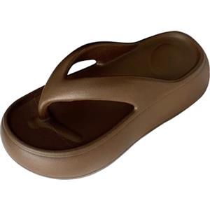 Harssidanzar sandali da donna con plateau in EVA, tacco di 6 cm suola spessa trendy per tutti i giorni e la spiaggia HL228EU,Marrone, Taglia 39/40