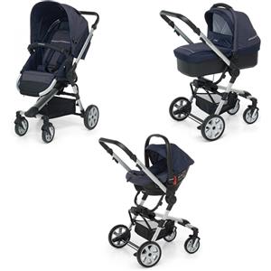 Foppapedretti SuperTres Trio i-Size Maniglione e Poggiagambe Regolabili, conforme ECE R129 Denim Ocean