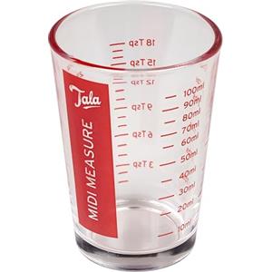 Tala Misurino in vetro, 100 ml, misura in ml, cucchiaio, TSP e Fl oz, piccola caraffa graduata in vetro per liquidi e prodotti secchi, facile da leggere, lavabile in lavastoviglie
