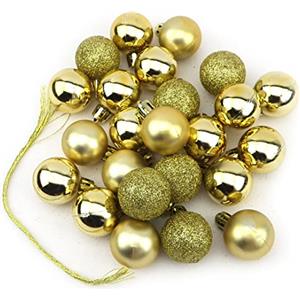 Sepkina Palline di Natale con brillantini, 24 pezzi, 3 cm, Plastica, gold, Taglia unica