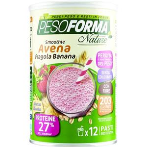 Pesoforma Nature Smoothie Fragola E Banana, Pasto sostitutivo per il controllo del peso, Smoothie a base di crusca d'avena, Aiuta a rimettersi in forma, 203 calorie, 12 pasti, 420 gr