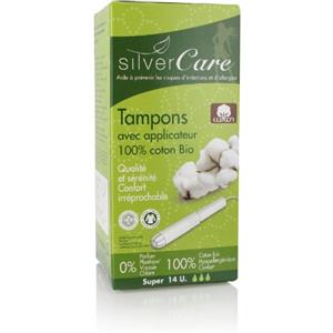 SILVER CARE Assorbenti interni in cotone BIO - Super con applicatore 14 unità