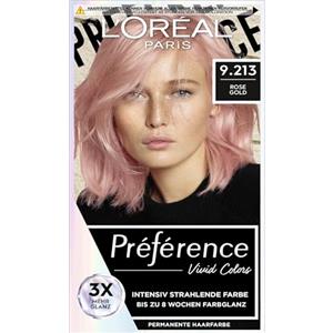 L'Oreal Paris L'Oréal Paris Colore intensivo per capelli permanente, fino a 8 settimane, effetti lucidi e intensi, Préférence Vivid Colors, oro rosa 9.213