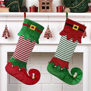 DAJASD Calze di Natale Personalizzate, 2 Pezzi 56 cm Calze Natalizie da Appendere, Calza Befana Personalizzata, Grandi Calze di Natale a Forma di Elfo per Alberi di Natale e caminetti