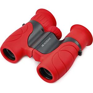 KODAK Binocolo per Bambini BCS100 - Binocolo Compatto per Bambini, Gomma Morbida, Ergonomico, Cinturino e Custodia di Trasporto Inclusi, Ingrandimento 8x - Rosso