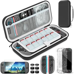 HEYSTOP Custodia per Nintendo Switch 2 Bundle di Accessori con Switch 2 Cover protettiva Dockable Switch 2 Pellicola Temperata,Switch 2 Racing Wheels Joycon Grip Cover per Nintendo Switch 2 Controller