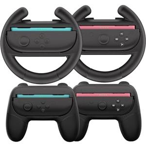 HEYSTOP Volanti per Nintendo Switch 2 Joy-Con Volanti da Corsa con Joycon Mario Kart 8 Deluxe 4 in 1 Cover Grip per Volante Switch 2 Accessori per Controller Joy-Con