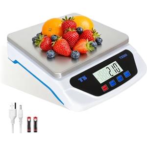 LAIJIANG Bilancia Cucina Digitale1 Gr Max 30 kg, Bilancia Professionale Alimenti Tara con 6 unità Display LCD Funzione PCS Tare Peso per Cuocere Cucina USB/Batterie (Bianco,30kg)