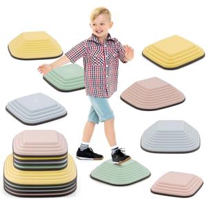 Forroby 8PCS Stepping Stones for Kids,Psicomotricità Equilibrio Impilabili,Pietra Dell'equilibrio per Bambini Antiscivolo per Interni ed Esterni,Promuove la Coordinazione dell'Equilibrio e la Forza