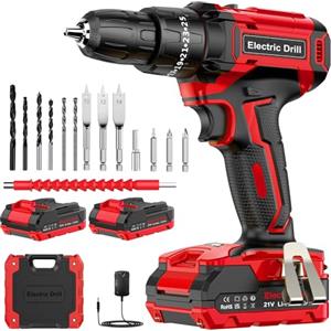 BETENST Avvitatore a Batteria 21V, Trapano Avvitatore Batteria con 2 Batterie da 2.0Ah, 42N.m Trapano Percussione, 25+3 Coppie, 2 Velocità, 14 Accessori, Luce a LED Per Fai da te, Casa e Giardino