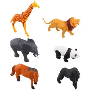 Aohyue 6 Pezzi Fattoria Animali Bambini, Animali per Bambini, Animali Plastica per Bambini, Animali Della Giungla, Orango, Giraffa, Cavallo, Panda, Elefante, Leone, Adatto a Neonati e Bambini