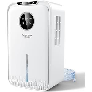 CosmartAir Deumidificatore Casa Muffa,2500ML Deumidificatore Portatile Con Tubo,Smart Silenzioso,Timing 24H,Spegnimento Automatico,LED 7 colorati,760ml/giorno Per la Casa,Bagno Cabina Armadio