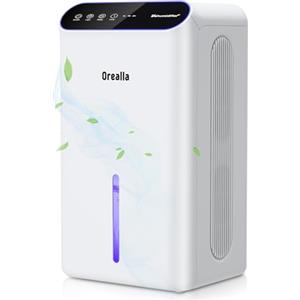Orealla Deumidificatore Casa Muffa Portatile 2.5L - Deumidificatori Silenzioso con Modalità Sonno 30dB Spegnimento Automatico Timer Programmabile Luci 7 Colori, Dehumidifier per Bagno Letto Camera e Soggiorno