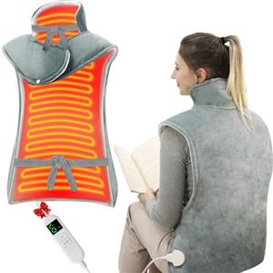 ITSHINY Termoforo Elettrico per Schiena, Termoforo Cervicale e Spalle con 6 Livelli di Riscaldamento, Timer di Spegnimento Automatico, Tensione Muscolare, Lavabile in Lavatrice, 60x108 cm