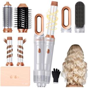 UKLISS Pro Airstyler 6 in 1 - Spazzola Asciugacapelli con 1000 W Asciugacapelli, Spazzola Soffiante, Airflow Ricci per Capelli, Spazzola ad Aria Calda, Spazzola Lisciante (Bianco Classico)