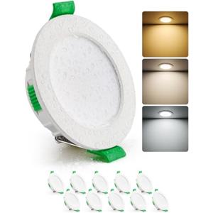 HOMEOW Faretti LED da Incasso per Cartongesso 4W, Diametro Foro 55-68mm, 29mm Ultrasottili, IP44 Faretti Led Soffitto, Regolabile Calda 2700K, Neutro 4000K e Freddo 6000K, Non Dimmerabili, Set di 10