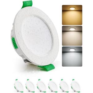 HOMEOW Faretti LED da Incasso per Cartongesso 4W, Diametro Foro 55-68mm, 29mm Ultrasottili, IP44 Faretti Led Soffitto, Regolabile Calda 2700K, Neutro 4000K e Freddo 6000K, Non Dimmerabili, Set di 6