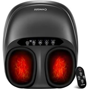 KNQZE Massaggiatore per Piedi con Calore, Massaggio Elettrico con 3 Livelli di Intensità, Funzione Shiatsu per il Relax, Portatile con Telecomando, Fino alla Taglia 47 (Grigio)