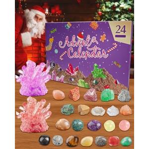 CXCOSRY Calendario dell'Avvento 2025 Cristalli per Bambini - Set di Cristalli da 24 Giorni Pietre Preziose Minerali Sorprese di Natale - Regalo di Natale per Ragazzi Ragazze Amanti