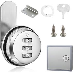 Caldamn 1 set di blocchi di codice per armadio (argento, 30 mm), 3 lucchetti digitali a combinazione, senza chiavi, a camme, serratura per porte dei cassetti di sicurezza, cassette degli attrezzi, armadietti