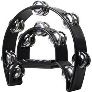 Helweet Tamburello Half Moon, Tamburello Doppia Fila, Tamburelli, Tambourine, Tamburelli a Mezzaluna Sonagli,Per Feste da Ballo, Accompagnamento Canoro