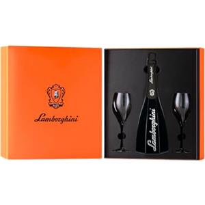 Lamborghini Ottagonale - Cofanetto Regalo con Bottiglia 0,75L e Flûte | Spumante Metodo Charmat, Made in Italy - Linea Ottagonale (SILVER)