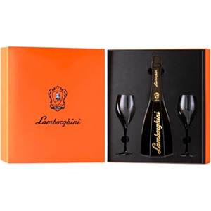 Lamborghini Ottagonale - Cofanetto Regalo con Bottiglia 0,75L e Flûte | Spumante Metodo Charmat, Made in Italy - Linea Ottagonale (GOLD)