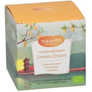 Neavita Tisana Biologica Limone e Zenzero - 15 Filtroscrigno con Mela, Zenzero Candito, Lemongrass e Scorze di Arancia