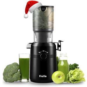 Fretta Estrattore frutta e verdura, apertura 108MM e capacità di 1L estrattore di succo, 200W centrifuga Lenta, 99% nutrienti preservati, senza BPA, facile da smontare e pulire