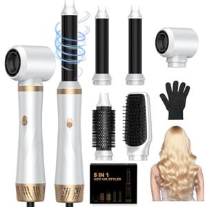 UMIGA Spazzola Soffiante Air Styler set Airstyler 5 in 1 Hair Styler Airbrush Ferro a ricciolo Spazzola Soffiante Spazzola Lisciante per Capelli, Kit di parrucchiere per asciugare