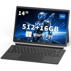 FUNYET Computer Portatile 2 in 1 Laptop,Win 11 14 pollici,Portatil processore N100, 16GB di RAM + 512GB di SSD, tastiera retroilluminata, touchscreen e porta Type C，Notebook 2in1 Tablet
