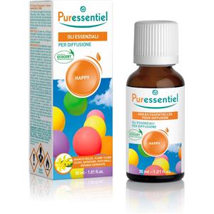 PURESSENTIEL ITALIA Srl Puressentiel Miscela Happy Eco Oli Essenziali per Diffusione, 30ML, Oli Essenziali Antigrigio, Aromaterapia Naturale