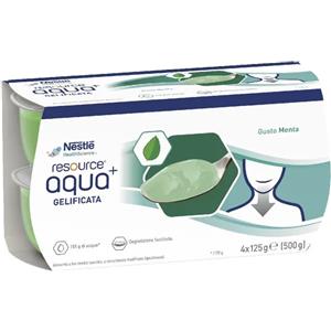 Nestlé Resource Aqua Gelificata Menta 4x125g - Alimento Medico per Facilità di Deglutizione