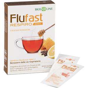 Flufast Apix Respiro Arancia - Integratore per il Benessere Respiratorio con Propoli e Semi di Pompelmo, 9 Bustine