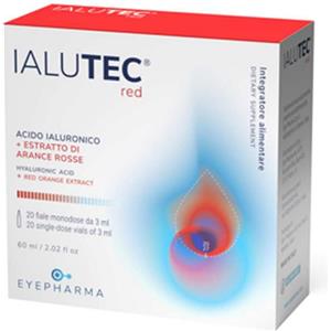 EYEPHARMA Ialutec Red - Integratore con Acido Ialuronico e Arance Rosse, 20 Fiale Monodose da 3 ml