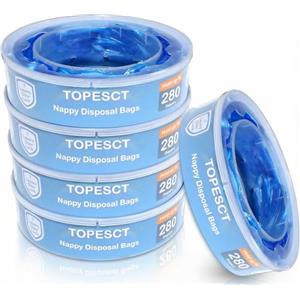 TopEsct 5 Pezzi Ricarica Mangiapannolini è compatibile con Angelcare, Maialino Foppapedretti e LitterLocker II, non adatta per Dress Up, Classic XL, Tecnologia antiodore EVOH (confezione da 5)