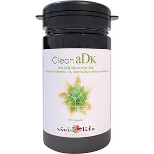 Vivi Life Natural Synergy Clean aDk - Vitamina D3 K2 Betacarotene, Vitamina D3 2000 UI, Multivitaminico Completo per Difese Immunitarie Adulti, Integratore Vitamine per Capelli e Sistema Immunitario, 30 Compresse