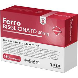 T-Rex Integratori Ferro 30 mg con Acido Folico e Vitamina B2 - 160 Compresse per Benessere Generale e Supporto Immunitario
