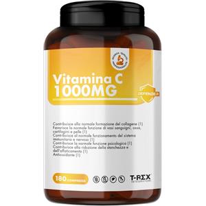 T-Rex Integratori Vitamina C 1000mg - 180 Compresse Vegan per Difese Immunitarie e Contro Stanchezza