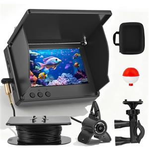 Hoyiyobi Ecoscandaglio da Pesca, con Telecamera Subacquea, Display IPS 4.3 Pollici, Cavo 30m, Visione Notturna Infrarossi Grandangolo 220°, Impermeabile IP65, per Pesca in Mare, Fiume, Lago e su Ghiaccio