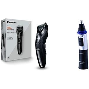Panasonic Tagliacapelli ER-GC53 con 19 lunghezze di taglio (1-10 mm), lavabile, nero & ER-GN30-K503 Rifinitore di Precisione per Naso, Orecchie e Sopracciglia, Tagliapeli Resistente all'Acqua, Nero