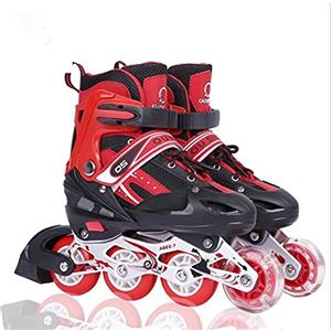 Kedia Pattini in linea con dimensioni regolabili per bambini, adolescenti, adulti, principianti (rosso, S (EU 31-34)
