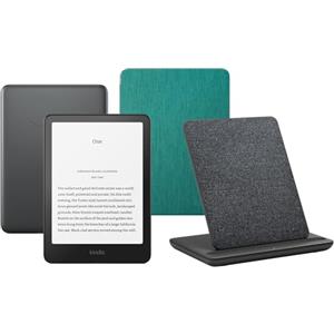 Amazon Kindle Paperwhite Signature Edition (2024 Release) 32 GB Senza pubblicità Con custodia trasparente verde giada e Stazione di ricarica wireless