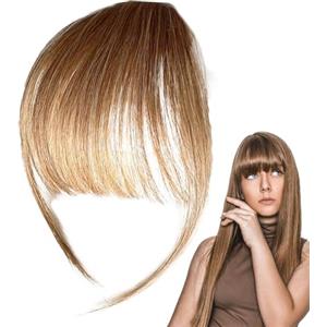 Generic Parrucca con clip in pony, capelli veri, parrucca da donna, frangia, copre i capelli diradanti. Capelli per uso quotidiano, sorelle, moglie, extension per capelli, frangia da incastrare