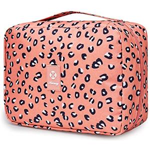 Narwey Beauty Case da Viaggio, Beauty Case da Appendere per Donna Uomo, Borsa da toilette Wash Bag da Travel Kit Viaggio, Trousse Pochette Trucchi Donna per Viaggio Accessori Utili (Leopardo)