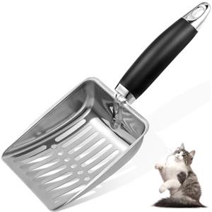 Apidgrowth Paletta per lettiera per Gatti in Acciaio Inox, Misura Media, in Metallo, Robusta Paletta in Rete, Facile da Pulire, Adatta per lettiera per Gatti, Colore Nero