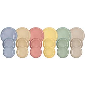 Tognana UR17018M288 Servizio da Tavola 18 Pezzi per 6 Persone in Porcellane Dure Colori Assortiti