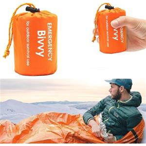 LATTCURE Sacco a Pelo d'Emergenza, Coperta di Sopravvivenza Riutilizzabile, Coperta di Isolamento Termico di Primo Soccorso per Outdoor Campeggio Trekking Viaggiare, Tenda di Salvataggio (1, Arancione)