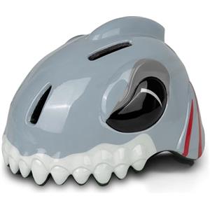 LeapBeast Casco Bici Bambino, Motivo Squalo Cartone Animato 3D, Cascos di Sicurezza per Bambini da 3 A 13 Anni, Casco da Bicicletta per Skateboard, Pattinaggio, Scooter, Misura Regolabile (Grigio chiaro, M)